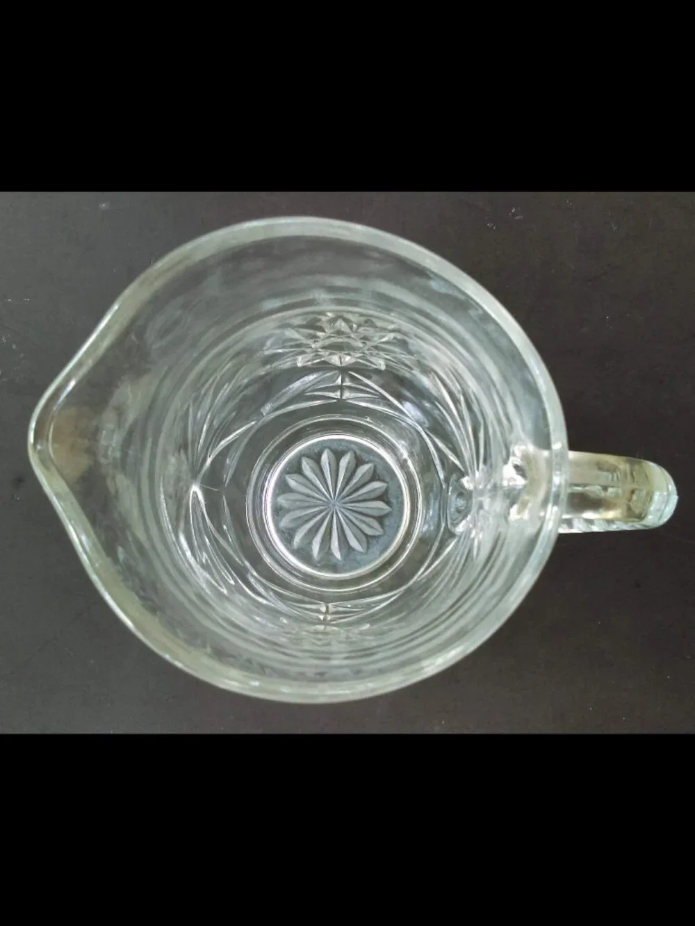 Anchor Hocking Pint Pitcher Star Of David 1960's Clear Glass Starburst Vintage